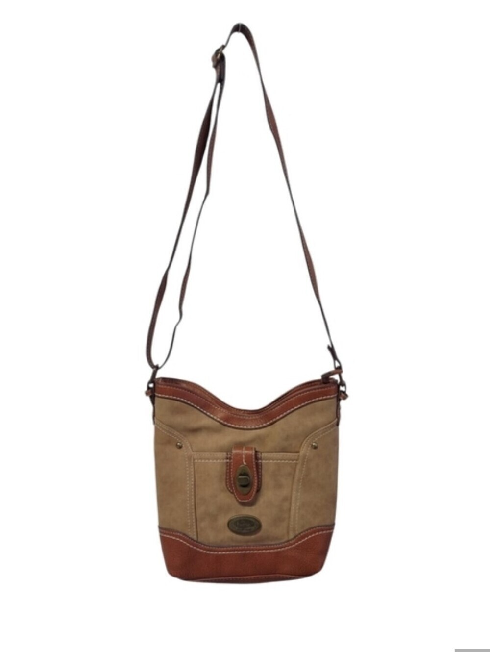 BOC Faux Leather Shoulder/Crossbody Bag Purse Brown Lined Pockets Dividers